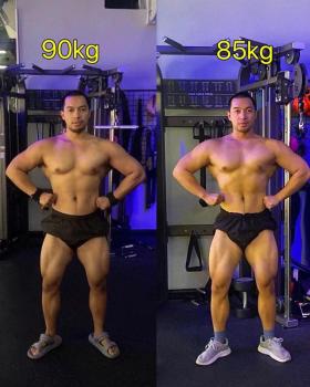 主打一个真实，90kg👉85kg，5公斤（10斤）体重及肌肉状态对比 